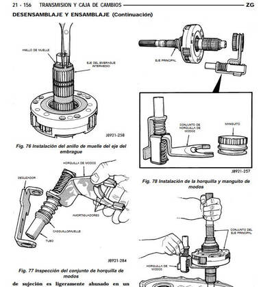 Reparación de transmisión Jeep Grand Cherokee ZJ ZG 1993-1998 Español: especializada con el manual de servicio.