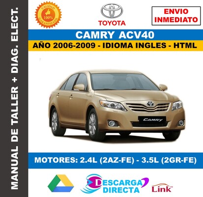 Manual de Taller y Servicio Toyota Camry ACV40 (2006-2009) Interactivo Oficial Incluyendo Diagramas&nbsp;Eléctricos