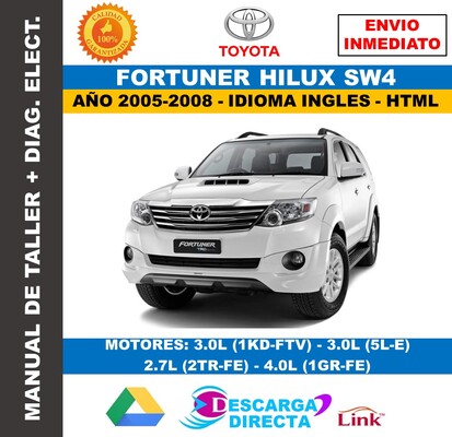 Manual de Taller y Servicio Toyota Fortuner Hilux SW4 2005-2008&nbsp;Interactivo