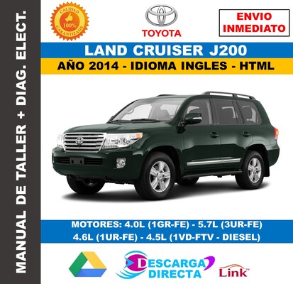 Manual de Taller Interactivo Toyota Land Cruiser J200 (2014) – Descarga Oficial Directa