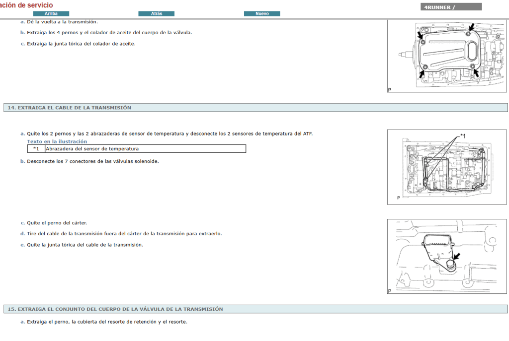 Reparación de transmisión Toyota 4Runner 2013 Español: especializada con el manual de servicio.