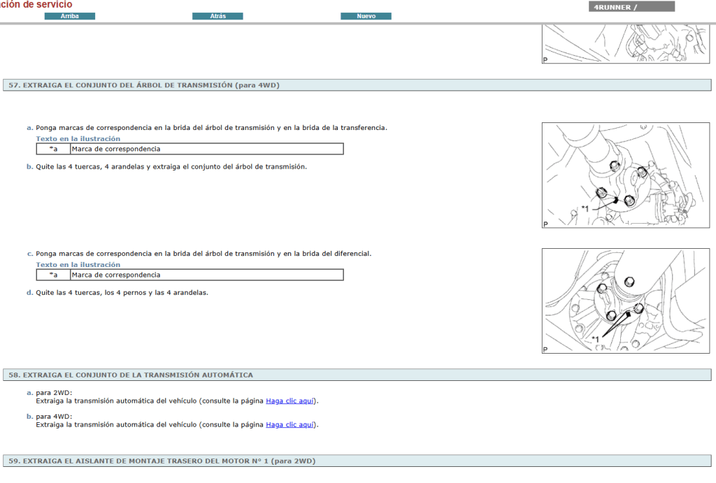 Manual de servicio Toyota 4Ruuner 2014 en Español : diagnóstico y reparación de problemas técnicos.  
