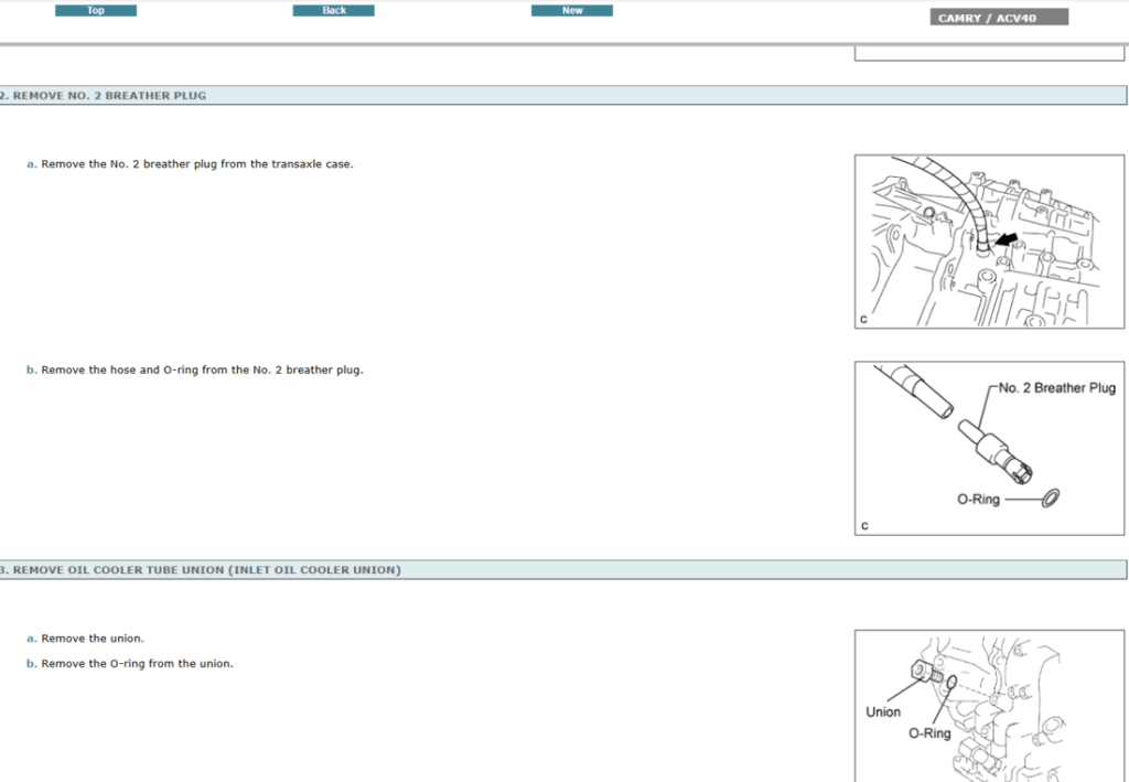 Manual de reparación del motor 2.4L/2.5L del Toyota Camry ACV40 (2006-2009). Guía de taller interactiva con especificaciones de servicio detalladas del motor.
