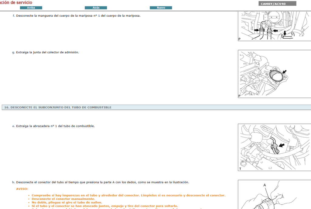 Manual de taller Toyota Camry ACV40 2007 en Español: reparaciones de motor y transmisión explicadas.