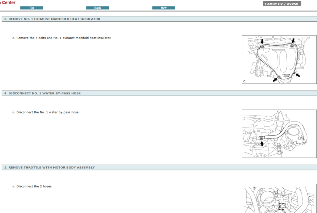 Manual de Servicio Interactivo completo para Toyota Camry AVV50 (2014). Documento de taller con procedimientos de reparación y mantenimiento.