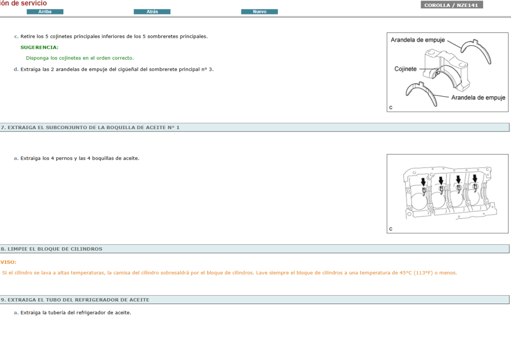 Manual de servicio Toyota Corolla 2007 Español: diagnóstico y reparación de problemas técnicos. 
