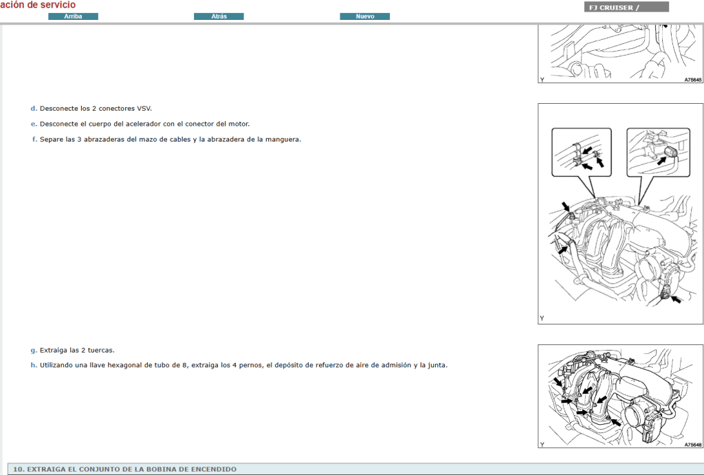 Manual de servicio Toyota FJ Cruiser en Español 2007: diagnóstico y reparación de problemas técnicos.  

