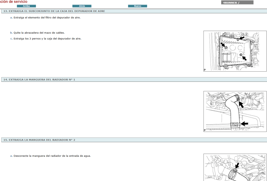 Guía de reparación Toyota 4Runner 2015 Español: instrucciones claras para reparaciones exitosas.