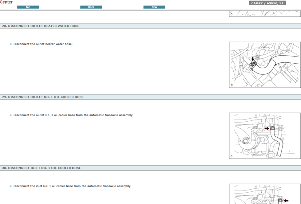 Manual de reparación del motor 2.5L del Toyota Camry ASV50 ASV51 (2015). Guía de taller interactiva con especificaciones de servicio detalladas del motor.