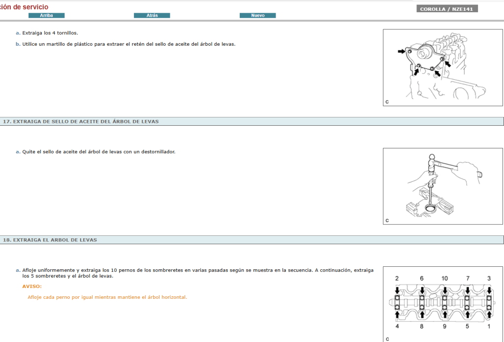 Guía de reparación Toyota Corolla 2008 Español: instrucciones claras para reparaciones exitosas.  

