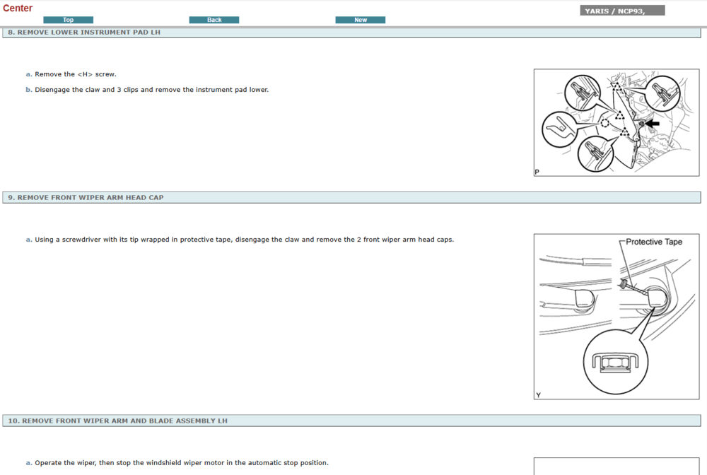 Manual de Servicio Interactivo Oficial para Toyota Yaris NCP90 (2014). Documento de taller con procedimientos de reparación y mantenimiento.
