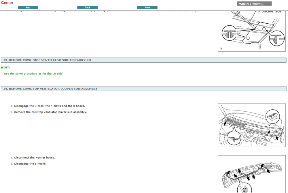 Instrucciones de reparación de la transmisión manual y automática del Toyota Yaris NCP90 (2014). Manual de servicio interactivo con procedimientos de taller.

