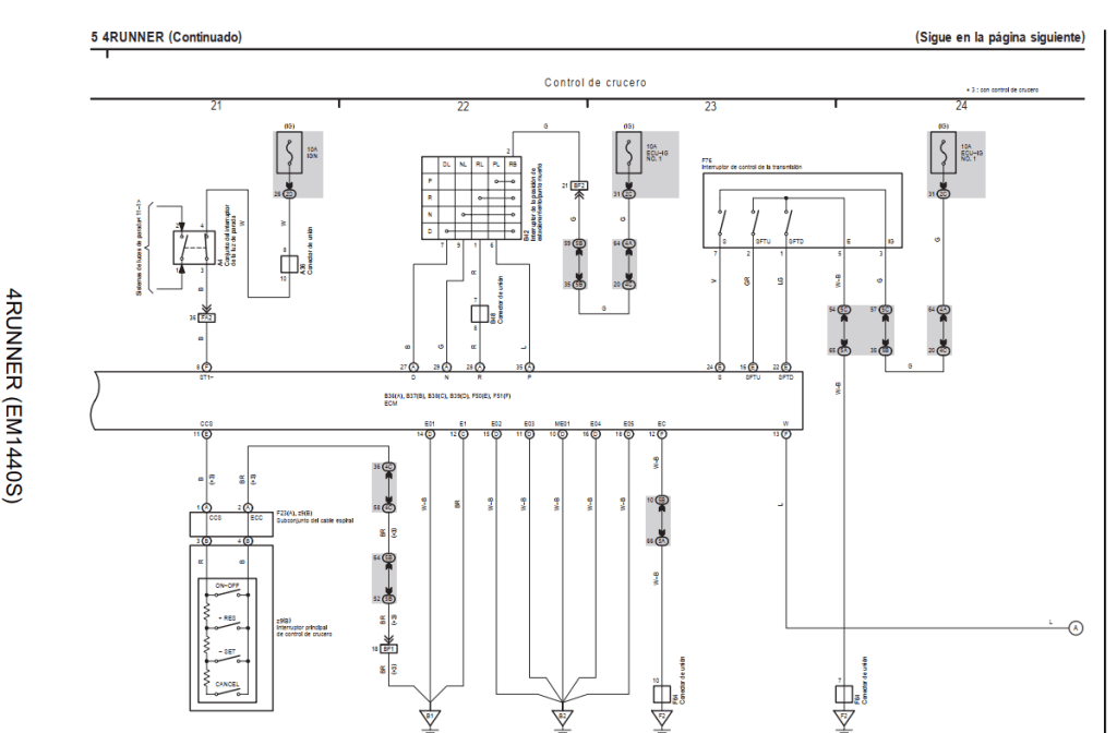 Diagramas eléctricos Toyota 4Runner 2009 Español: claros y con códigos de colores.
