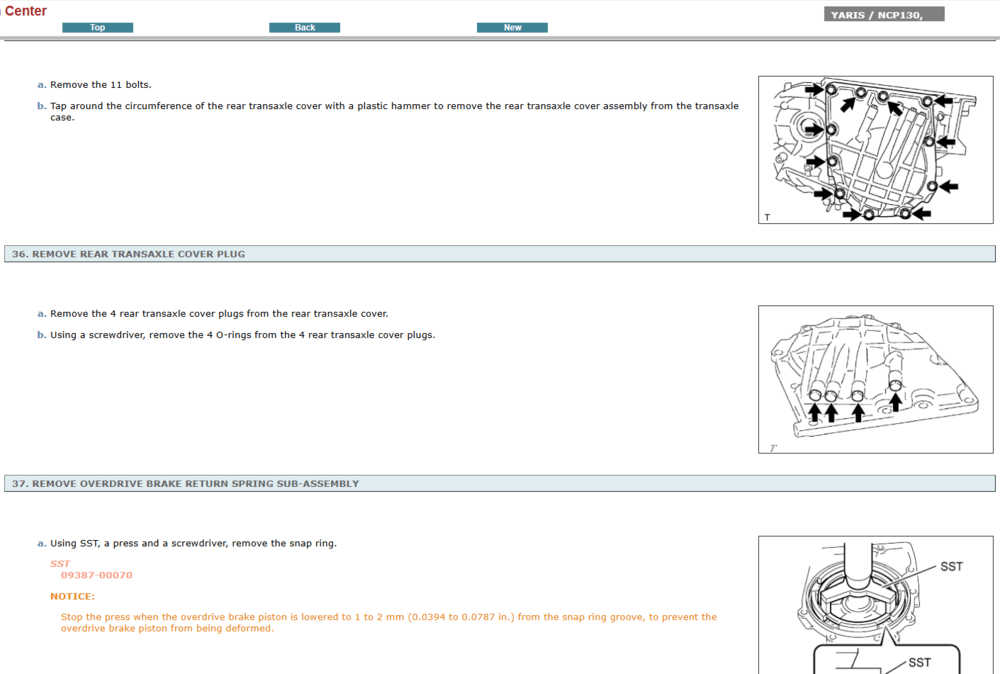 Manual de reparación del motor 1.3L y 1.5L del Toyota Yaris XP130 (2011). Guía de taller interactiva con especificaciones de servicio detalladas del motor.