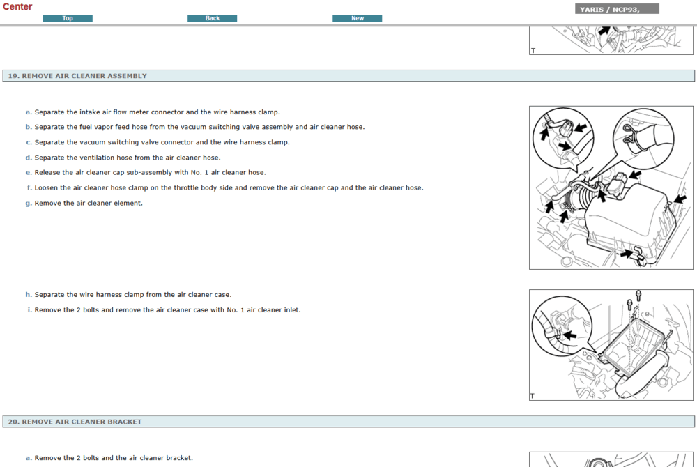 Manual de reparación del motor 1.5L (1NZ-FE) del Toyota Yaris NCP90 (2014). Guía de taller interactiva con especificaciones de servicio detalladas del motor.
