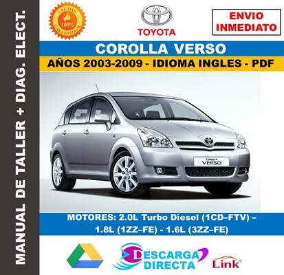 Manual de Taller y Servicio Toyota Corolla Verso ZNR10 – CUR10 2003-2009 PDF