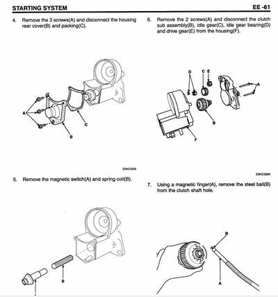 Instrucciones detalladas para reparar el motor del Hyundai Elantra 2004-2006, con herramientas.