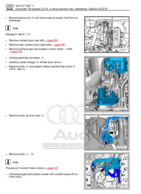 Reparación de motor detallada con el manual de servicio Audi Q7 2007-2015.