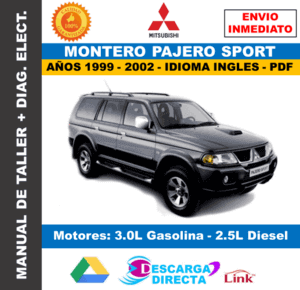 Manual de Taller Mitsubishi Montero Pajero Sport (1999-2002) – PDF Disponible para Descarga