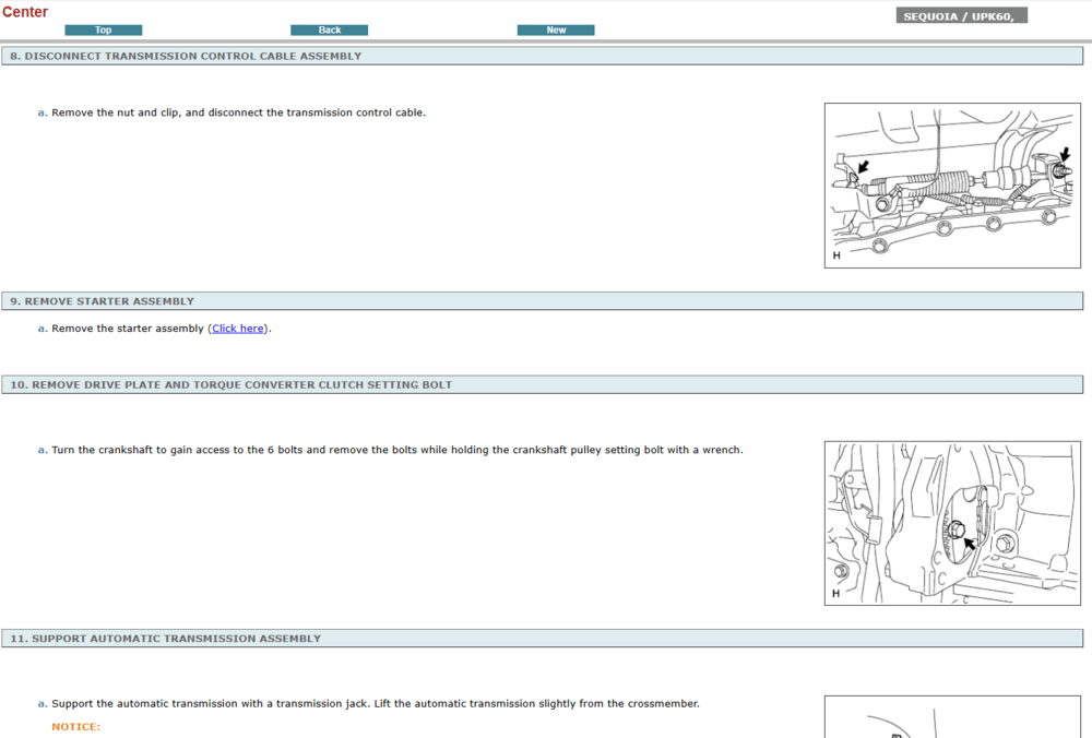 Reparación de transmisión Toyota Sequoia 2011: eficaz con el manual de servicio.