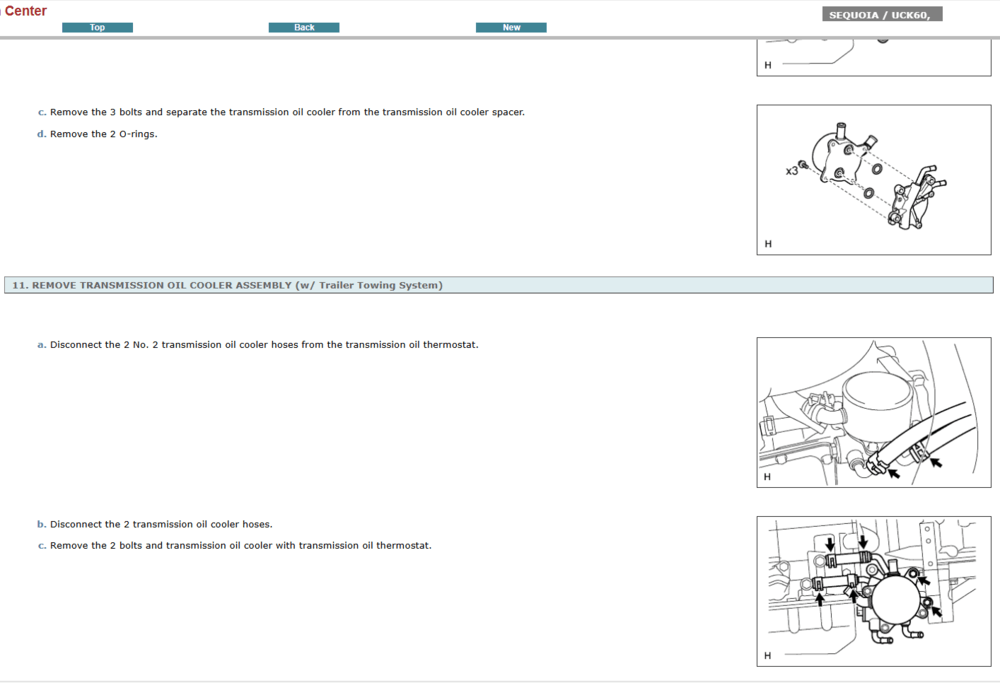 Instrucciones de reparación de la transmisión automática y el sistema 4x4 del Toyota Sequoia (2009). Manual de servicio interactivo con procedimientos de taller.