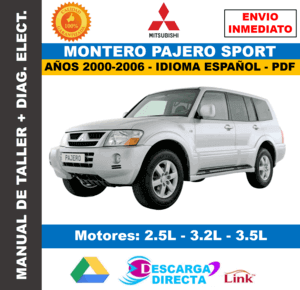 Manual de Taller y Servicio Mitsubishi Montero Pajero Sport 2000-2006 Español PDF