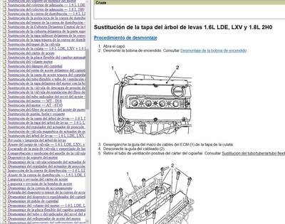 Reparación mecánica del Chevrolet Cruze 2009 Español: textos y diagramas para mantenimiento y reparaciones.