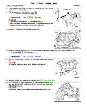 Guía de mantenimiento Nissan  Pathfinder R51 2008-2012: cambio de cadena y sincronización del motor
