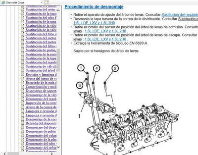 Guía de reparación del Chevrolet Cruze 2010 Español: pasos detallados y herramientas necesarias.
