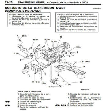 Manual de taller Mitsubishi Triton L200 1996-2004 para ajuste de transmisión.
