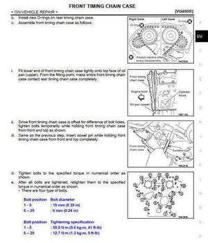 Manual de servicio Nissan  Pathfinder R51 2008-2012 para reparación de motor y puesta a tiempo

