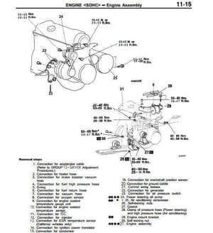 Manual de taller Mitsubishi Galant 1989-1993 con especificaciones detalladas.