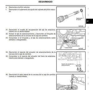 Reparacion de la transmision, desarmado y rearmado, con especificaciones y torques, Nissan Xtratil T30 en Español PDF