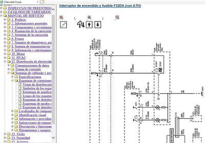 Diagramas detallados del sistema eléctrico del Chevrolet Cruze 2010 Español.
