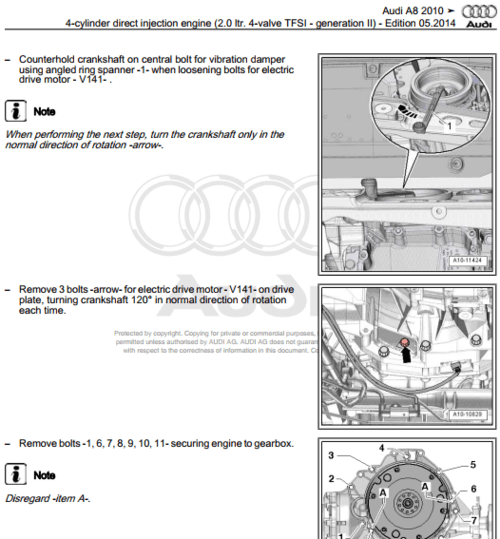 Reparación mecánica profesional con el manual de servicio Audi A8 S8 2010-2017.