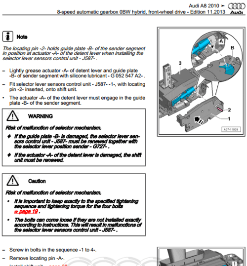 Manual de reparación Audi A8 S8 2010-2017: la guía más completa para técnicos.