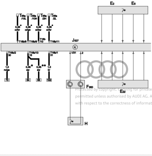 Diagramas eléctricos detallados para el sistema eléctrico de vehículos Audi A6 2005-2011.