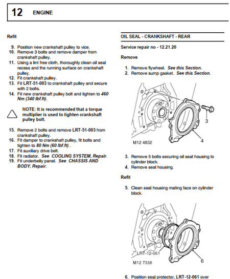 Manual de reparación del motor TD5 del Land Rover Defender (1998-2002). Guía de taller con especificaciones de servicio detalladas del motor diésel.