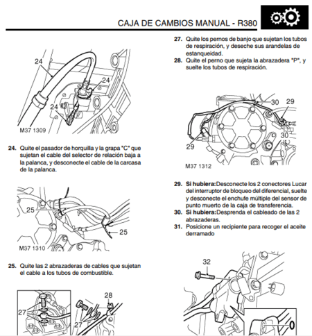 Instrucciones de reparación de la transmisión y el sistema 4x4 del Land Rover Discovery 2 (1998-2001). Manual de servicio en Español con procedimientos de taller.