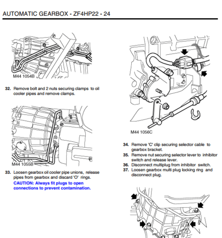 Instrucciones de reparación de la transmisión (automática/manual) para Land Rover Discovery 2 V8i. Manual de servicio con procedimientos de taller específicos.