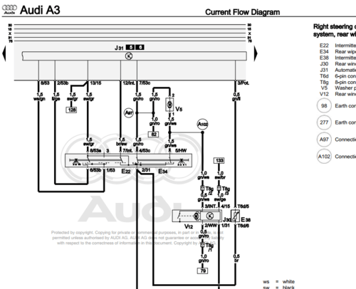 Manual de reparación eléctrica Audi A3 8L 1997-2003 con diagramas visuales claros y precisos.