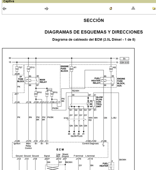 Manual técnico con diagramas eléctricos del  Chevrolet Captiva 2009 Español.
