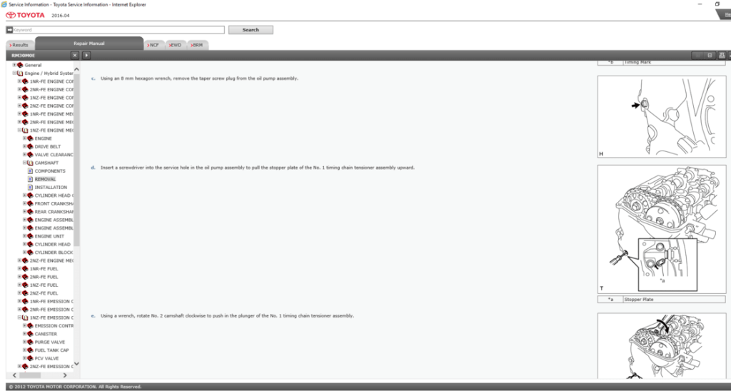 Instrucciones de reparación de la transmisión manual y automática del Toyota Yaris NCP150 (2013-2018). Manual de servicio interactivo con procedimientos de taller.