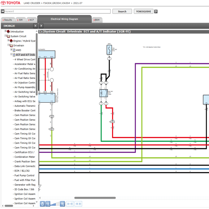 Diagramas eléctricos bien detallados y con excelente calidad visual del Toyota Land Cruiser J300 2021-2022