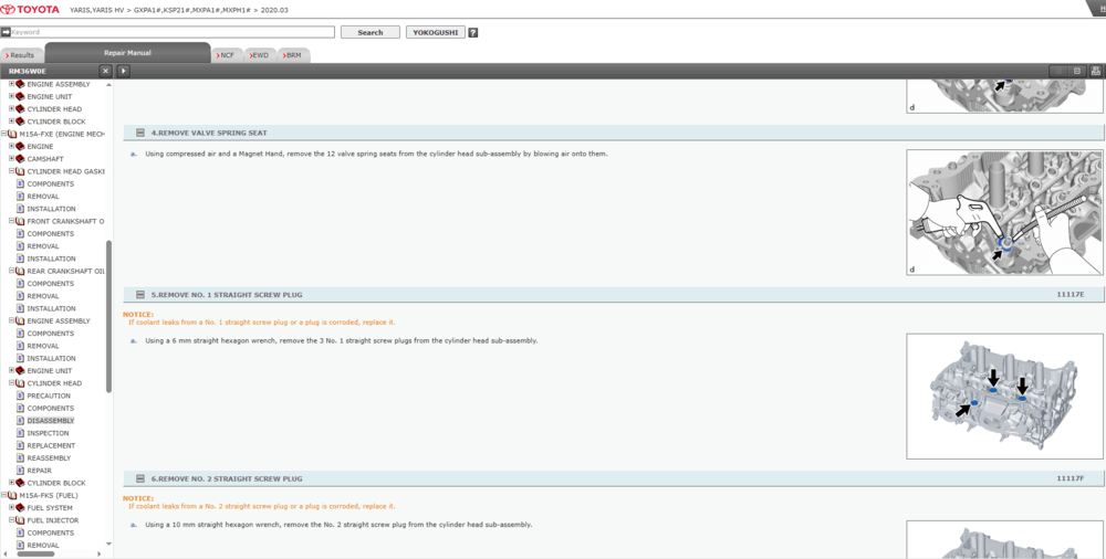 Manual de reparación interactivo Toyota oficial para Yaris y Yaris Hibrido del 2020-2022