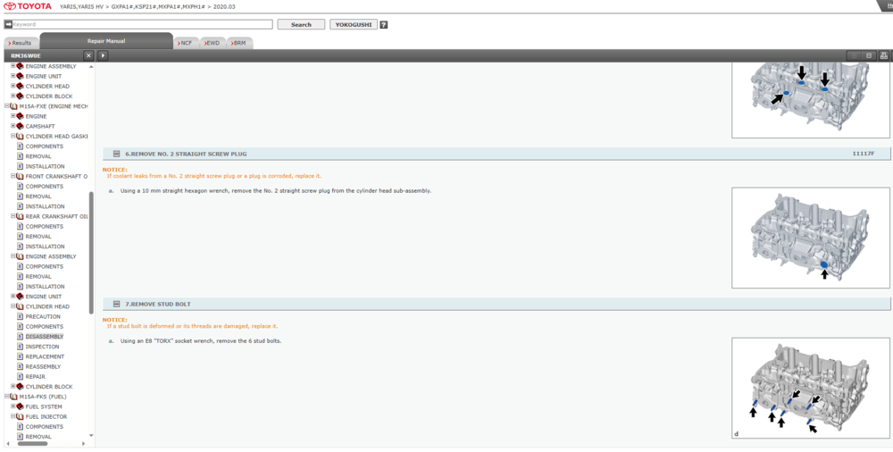 Guia para reparación mecánica de motores del Toyota Yaris y Yaris Hibrido 2020-2022